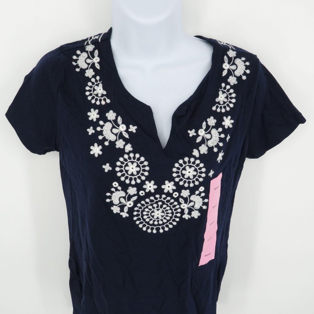 Premise Women's Small Embroidered Top Blue NWT $48